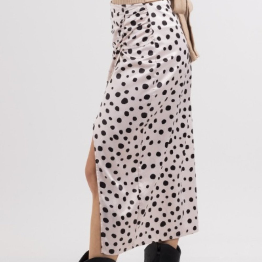 Shasa Satin Polka Dot Midi Skirt Large